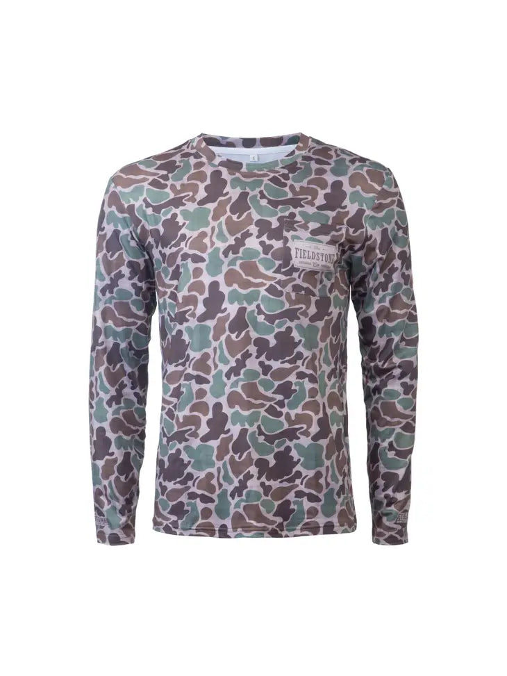 Dry-fit pocketed long sleeve camo