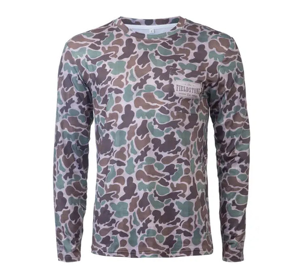 Dry-fit pocketed long sleeve camo